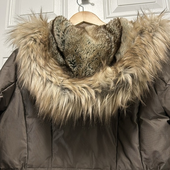 Cole Haan brown parka with faux fur hood - Picture 6 of 6